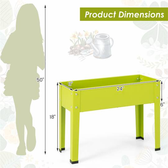 Costway 24" Metal Elevated Raised Garden Bed Planter with Legs & Drainage Hole